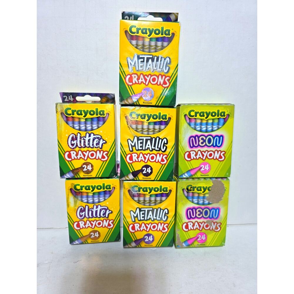 Crayola Crayon BUNDLE 7 Packs 2 Cosmic Neon 2 Glitter 3 Retired Metallic Swirl